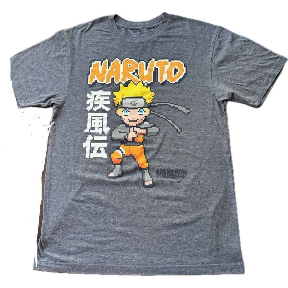 Naruto Shirt Adult LT Dark Heather Gray Casual Shippuden Anime Mens T Shirt